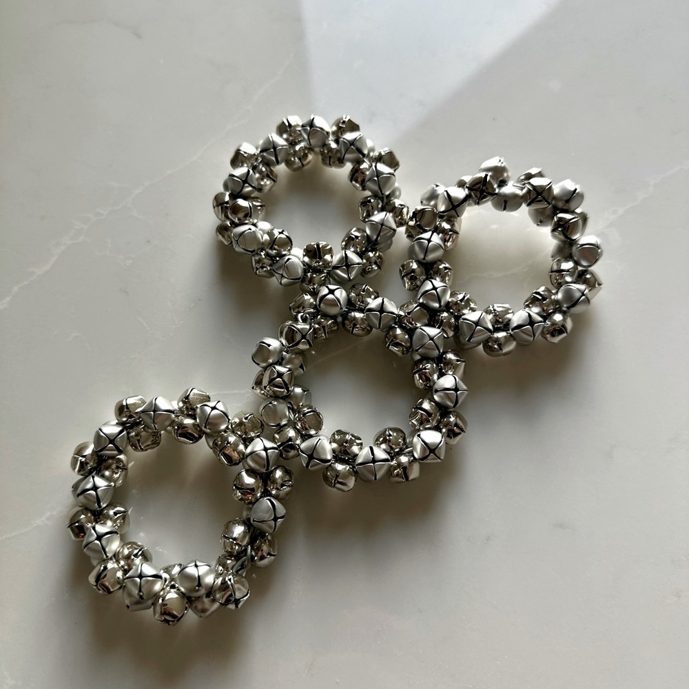 Silver Jingle Bell Napkin Rings - 4pc